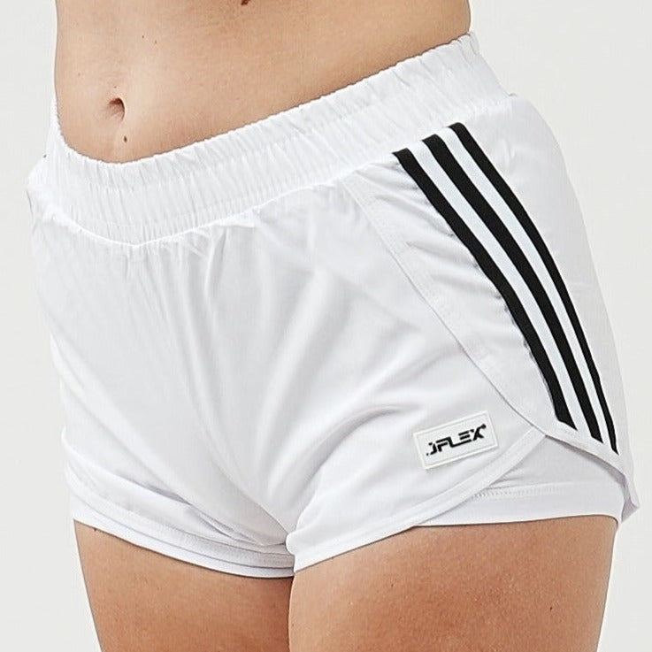 2 Pack - WHITE DOUBLE LAYER SHORTS WITH STRIPE