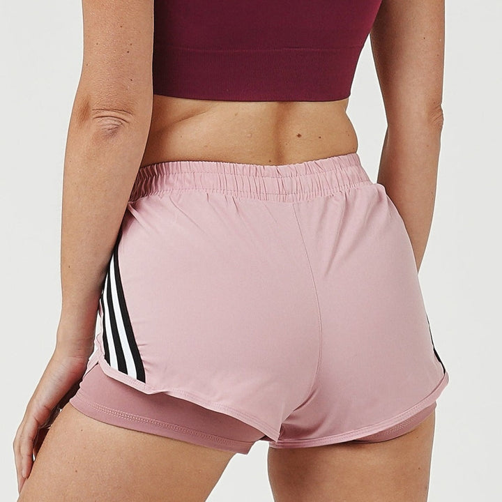 PINK DOUBLE LAYER SHORTS WITH STRIPE