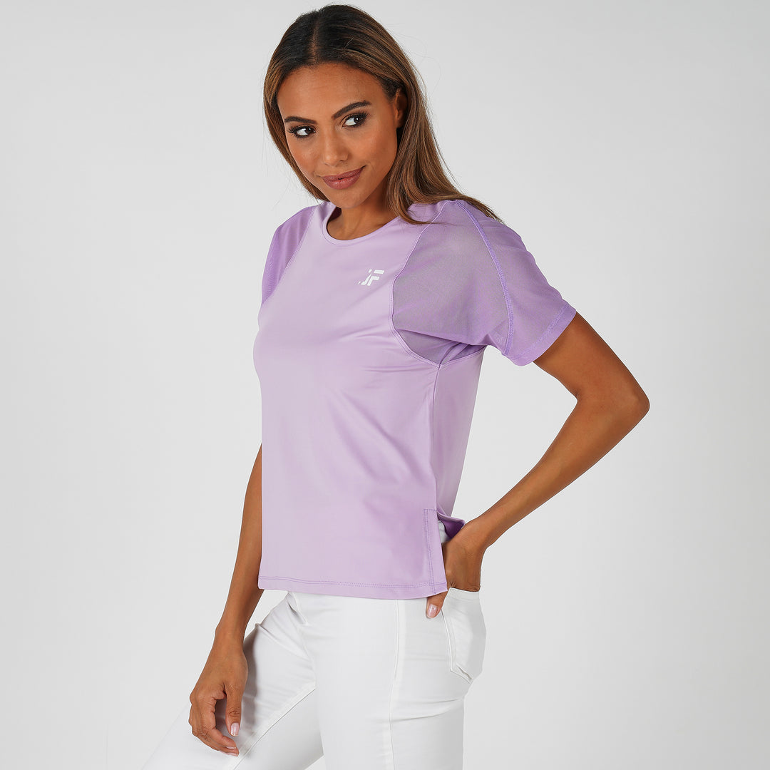 TEE with Mesh Arms Lilac