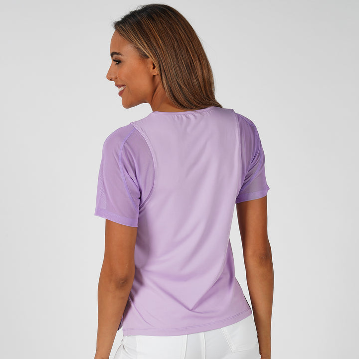 TEE with Mesh Arms Lilac