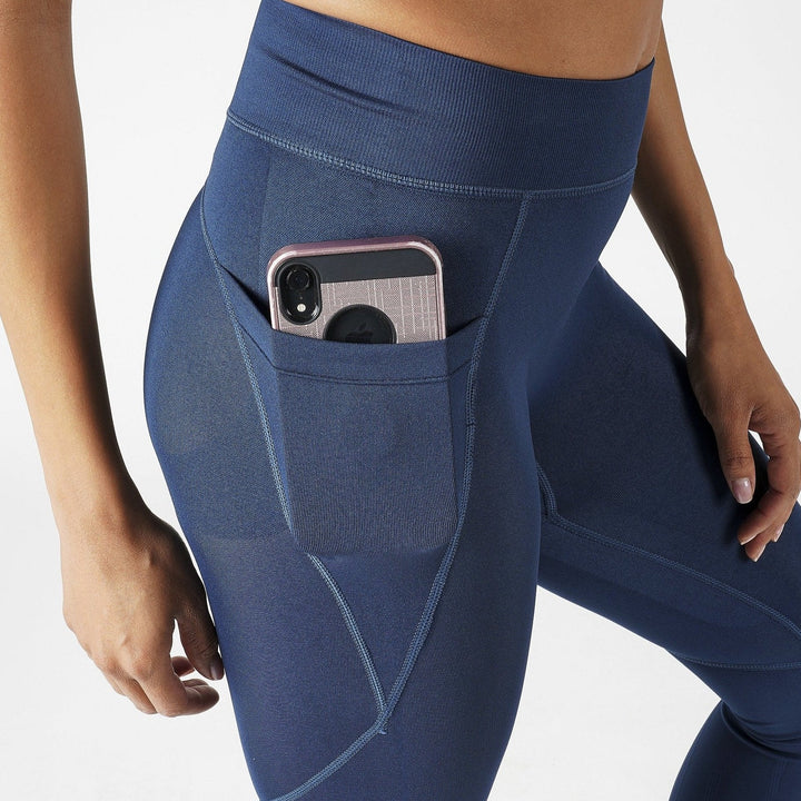 BLUE SEAMLESS LEGGINGS WITH POCKETS