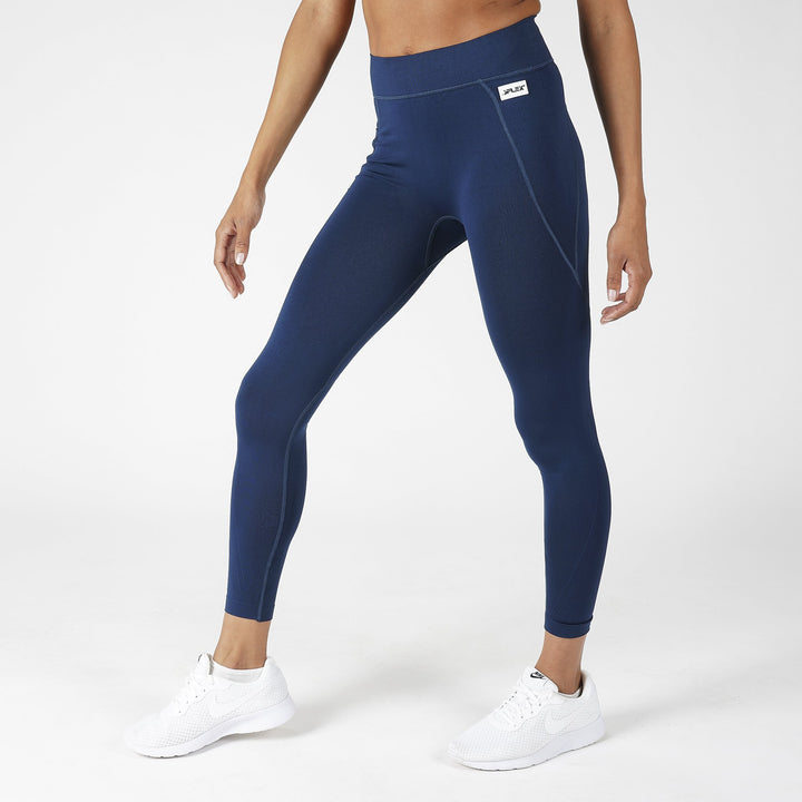 BLUE SEAMLESS LEGGINGS WITH POCKETS